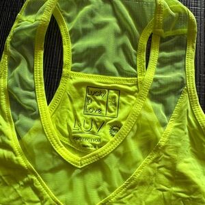Bright Neon Lucky in Love UV tank top- size Small